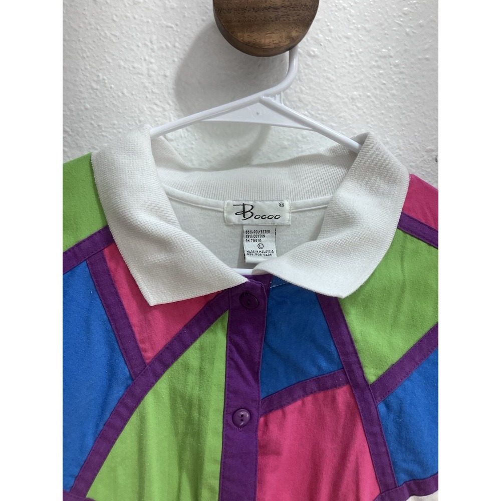 Vintage 80s Bocoo 2 Piece Outfit Light Weight Pant Shirt Large Retro Geometric - Picture 6 of 16